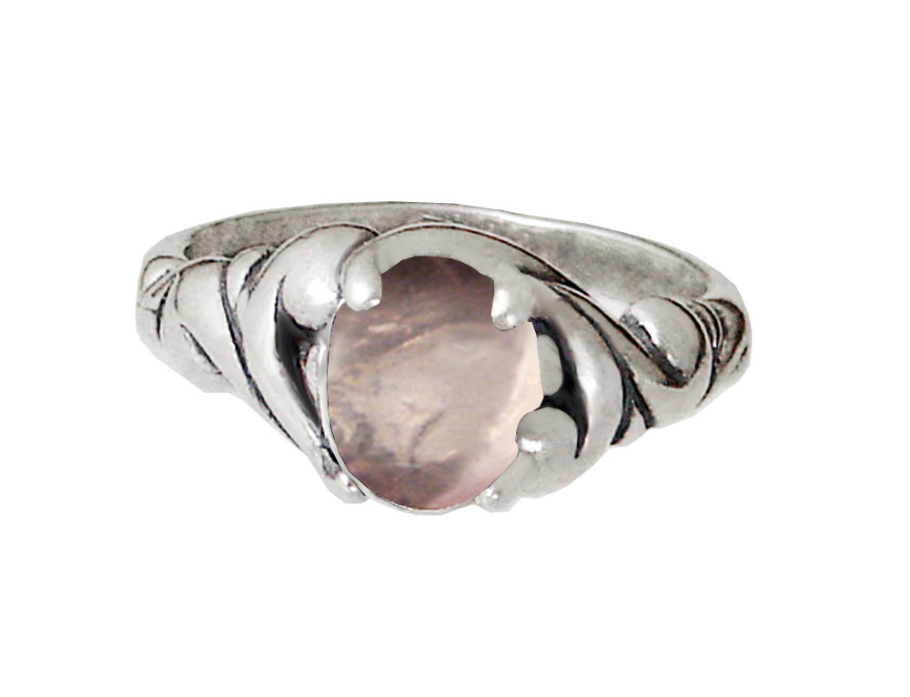 Sterling Silver Gemstone Ring With Rose Quartz Size 8